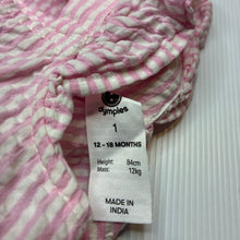 Load image into Gallery viewer, Girls Dymples, striped lightweight cotton summer dress, EUC, size 1, L: 43cm