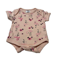 Load image into Gallery viewer, Girls Target, pink cotton bodysuit / romper, flamingos, EUC, size 00000,  