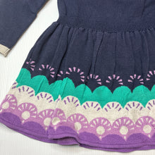 Load image into Gallery viewer, Girls M&amp;S, knitted cotton long sleeve dress, wash fade, marks on skirt, FUC, size 2, L: 40cm