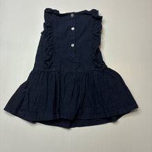 Load image into Gallery viewer, Girls MY MINI CHICCO, navy linen / cotton dress, wash fade, FUC, size 1, L: 40cm