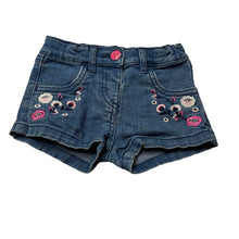 Load image into Gallery viewer, Girls Anko, embroidered stretch denim shorts, adjustable, FUC, size 1,  