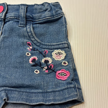 Load image into Gallery viewer, Girls Anko, embroidered stretch denim shorts, adjustable, FUC, size 1,  