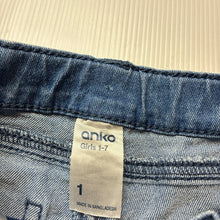 Load image into Gallery viewer, Girls Anko, embroidered stretch denim shorts, adjustable, FUC, size 1,  