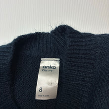 Load image into Gallery viewer, Girls Anko, navy knit long sleeve dress, EUC, size 8, L: 64cm