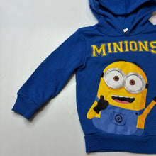 Load image into Gallery viewer, Boys Minions, blue fleece lined hoodie sweater, EUC, size 3,  