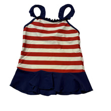 Load image into Gallery viewer, Girls Zebralino, striped swim top, GUC, size 7,  