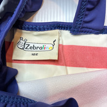 Load image into Gallery viewer, Girls Zebralino, striped swim top, GUC, size 7,  