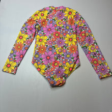 Load image into Gallery viewer, Girls Mango, ribbed colourful floral long sleeve swim one-piece, EUC, size 5,  