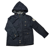 Load image into Gallery viewer, Boys Vertbaudet, lined navy cotton hooded jacket / coat, EUC, size 3,  