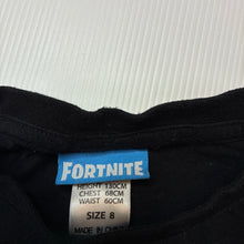 Load image into Gallery viewer, Boys Epic Games, FORTNITE black cotton tee / top, EUC, size 8,  