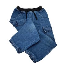 Load image into Gallery viewer, Boys Lily &amp; Dan, dark denim cargo pants, elasticated, Inside leg: 43cm, FUC, size 6,  