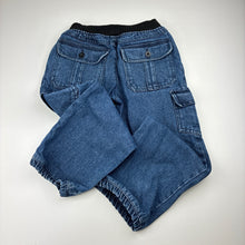 Load image into Gallery viewer, Boys Lily &amp; Dan, dark denim cargo pants, elasticated, Inside leg: 43cm, FUC, size 6,  