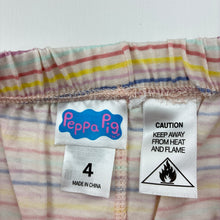 Load image into Gallery viewer, Girls Peppa Pig, striped pyjama shorts, elasticated, EUC, size 4,  