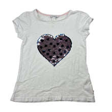 Load image into Gallery viewer, Girls Okaidi, cotton tee / top, flip sequin heart, FUC, size 8,  
