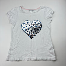 Load image into Gallery viewer, Girls Okaidi, cotton tee / top, flip sequin heart, FUC, size 8,  