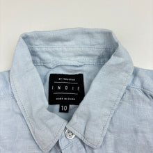 Load image into Gallery viewer, Boys Indie, blue linen long sleeve shirt, GUC, size 10,  