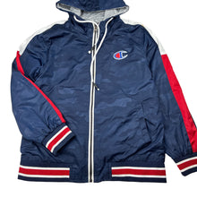 Load image into Gallery viewer, Boys Champion, reversible zip up hooded track top / jacket, no size, armpit to armpit: 44cm, shoulder to cuff: 51cm, FUC, size 10-12,  