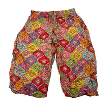 Load image into Gallery viewer, Girls colourful, lightweight pants, elasticated, no size, W: 24cm across unstretched, Inside leg: 25cm, GUC, size 3-4,  