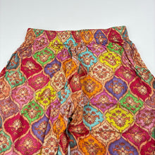Load image into Gallery viewer, Girls colourful, lightweight pants, elasticated, no size, W: 24cm across unstretched, Inside leg: 25cm, GUC, size 3-4,  