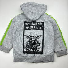 Load image into Gallery viewer, Boys Adidas, Star Wars Yoda zip hoodie sweater, light marks on cuffs, FUC, size 2-3,  