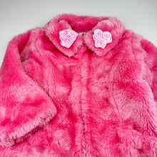 Load image into Gallery viewer, Girls Three Little Frog, lined faux fur jacket / coat, L: 52cm, armpit to armpit: 34cm, shoulder to cuff: 34cm, EUC, size 2-3,  