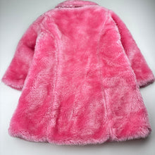 Load image into Gallery viewer, Girls Three Little Frog, lined faux fur jacket / coat, L: 52cm, armpit to armpit: 34cm, shoulder to cuff: 34cm, EUC, size 2-3,  