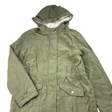 Load image into Gallery viewer, Girls Target, fleece lined lightweight khaki jacket / coat, mark on front, FUC, size 10,  
