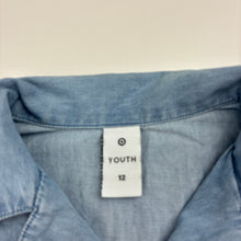 Load image into Gallery viewer, Girls Target, chambray cotton tie front shirt, FUC, size 12,  