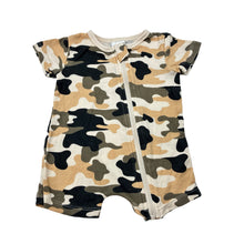 Load image into Gallery viewer, Unisex Baby Berry, camo print cotton zip romper, GUC, size 0000,  