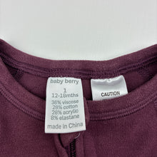 Load image into Gallery viewer, Unisex Baby Berry, soft feel stretchy zip coverall / romper, GUC, size 1,  