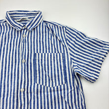 Load image into Gallery viewer, Boys H&amp;M, blue &amp; white stripe linen/cotton short sleeve shirt, GUC, size 12,  