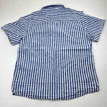 Load image into Gallery viewer, Boys H&amp;M, blue &amp; white stripe linen/cotton short sleeve shirt, GUC, size 12,  