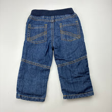 Load image into Gallery viewer, Boys M &amp; Co, lined lightweight denim pants, elasticated, FUC, size 0,  