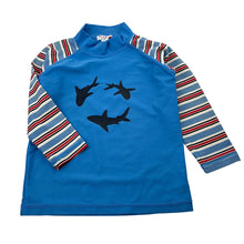 Load image into Gallery viewer, Boys PLUM, long sleeve rashie / swim top, sharks, FUC, size 2,  