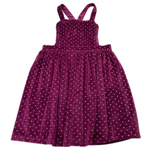 Load image into Gallery viewer, Girls CYNTHIA ROWLEY, maroon velvet &amp; gold spot dress, EUC, size 7, L: 63cm