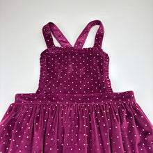 Load image into Gallery viewer, Girls CYNTHIA ROWLEY, maroon velvet &amp; gold spot dress, EUC, size 7, L: 63cm