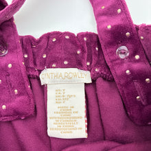 Load image into Gallery viewer, Girls CYNTHIA ROWLEY, maroon velvet &amp; gold spot dress, EUC, size 7, L: 63cm