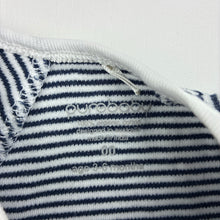 Load image into Gallery viewer, Unisex purebaby, navy stripe organic cotton zip coverall / romper, FUC, size 00,  