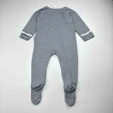 Load image into Gallery viewer, Unisex purebaby, navy stripe organic cotton zip coverall / romper, FUC, size 00,  