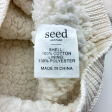 Load image into Gallery viewer, Girls Seed, thick fleece lined knitted cotton hooded cardigan, light marks front, FUC, size 2,  
