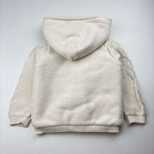 Load image into Gallery viewer, Girls Seed, thick fleece lined knitted cotton hooded cardigan, light marks front, FUC, size 2,  