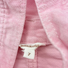 Load image into Gallery viewer, Girls Milkshake, pink stretch velvet overalls dress, EUC, size 7, L: 62cm
