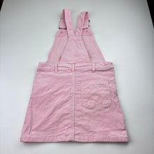 Load image into Gallery viewer, Girls Milkshake, pink stretch velvet overalls dress, EUC, size 7, L: 62cm