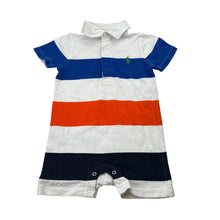 Load image into Gallery viewer, Boys Ralph Lauren, striped cotton polo romper, FUC, size 0,  