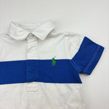 Load image into Gallery viewer, Boys Ralph Lauren, striped cotton polo romper, FUC, size 0,  