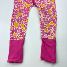 Load image into Gallery viewer, Girls Bonds, floral zip wondersuit / zippy / romper, wash fade &amp; light marks knees, FUC, size 3,  
