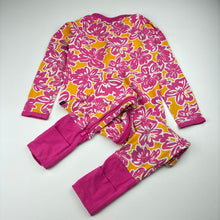 Load image into Gallery viewer, Girls Bonds, floral zip wondersuit / zippy / romper, wash fade &amp; light marks knees, FUC, size 3,  