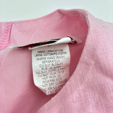 Load image into Gallery viewer, Girls VICTORIA ROSE, pink linen / cotton dress, Made in Australia, FUC, size 5, L: 73cm
