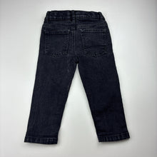 Load image into Gallery viewer, Boys Anko, black stretch denim jeans, adjustable, Inside leg: 27cm, FUC, size 2,  