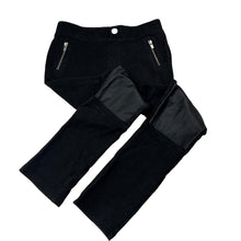 Load image into Gallery viewer, Girls H&amp;M, black stretchy pants, faux leather knee panels, elasticated, Inside leg: 49cm, GUC, size 8,  